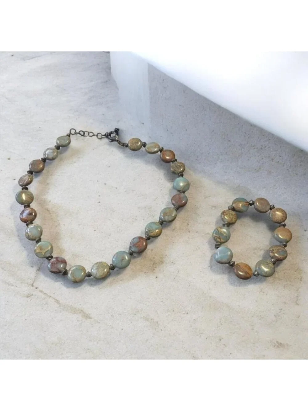 Natural Gemstone Beaded Necklace With Adjustable Clasp For Women Earth Tones